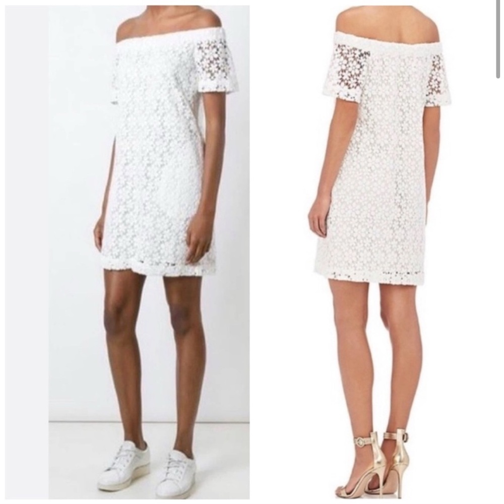 A.L.C. Bolen Crochet Lace Off-The-Shoulder Shift Mini Dress White Size 4